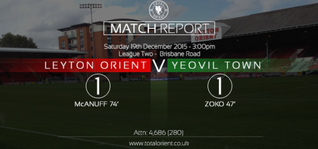 MATCH REPORT: Leyton Orient 1-1 Yeovil Town – League Two